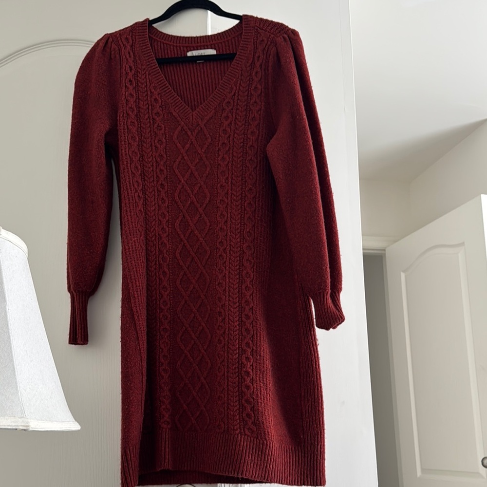 LOFT Sweater Burgundy Dress